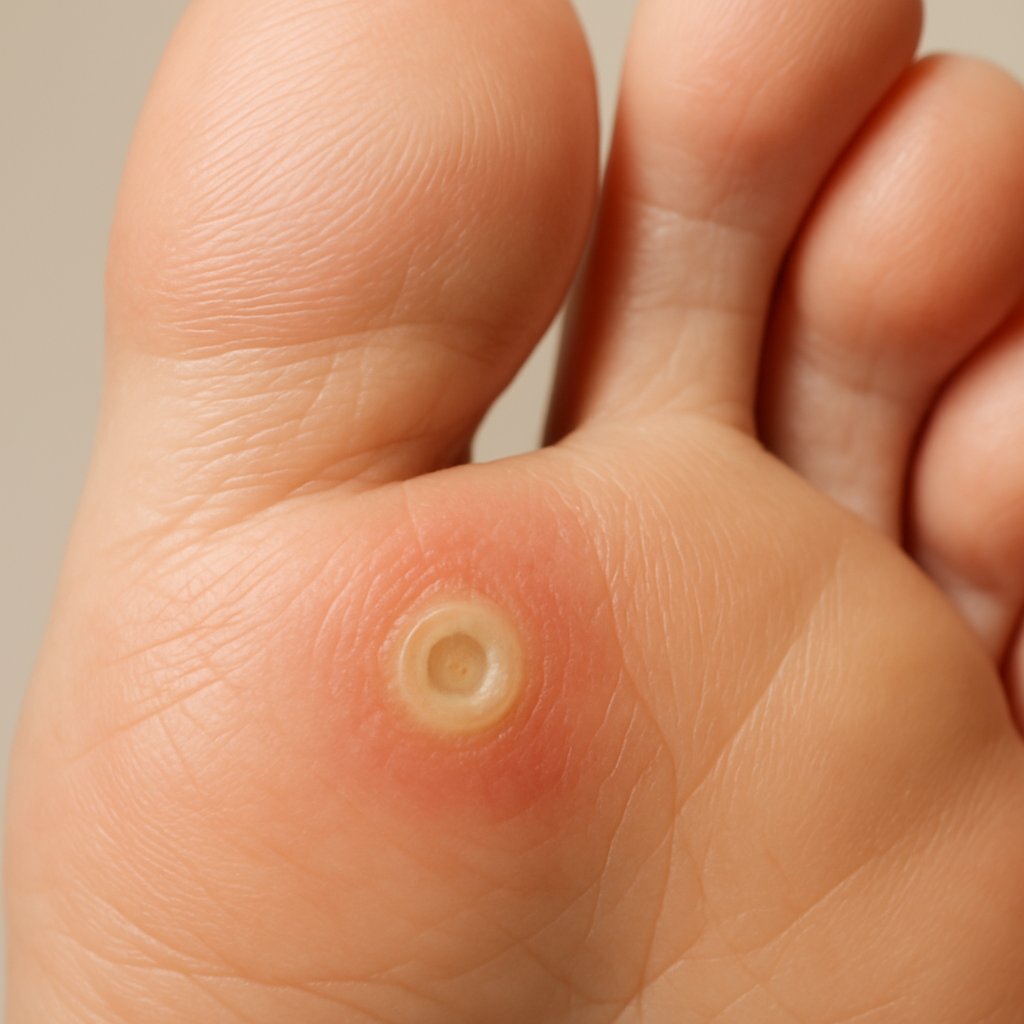 Konnasilm varbal lähivõttel – nähtav kõva südamik ja ümbruse punetus